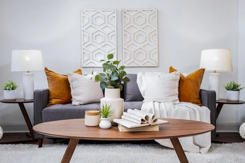 Beautifully staged living room in Chester home for sale